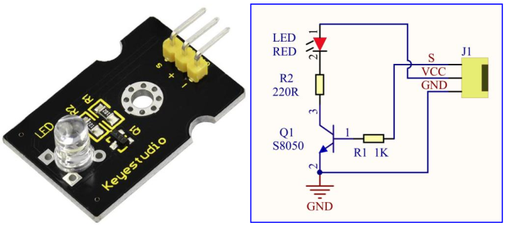 Aspecto y esquema del circuito del LED blanco