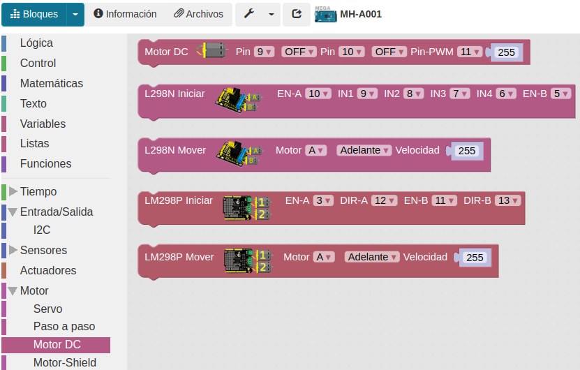 Bloques para control de motores DC