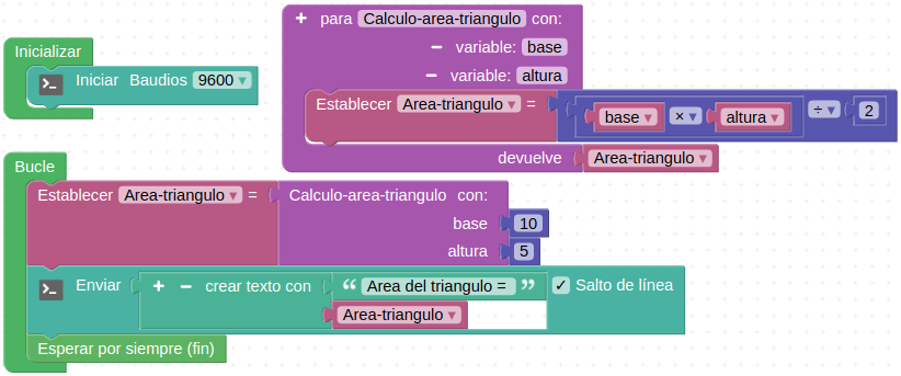 Ejemplo de calculo del área de un triángulo