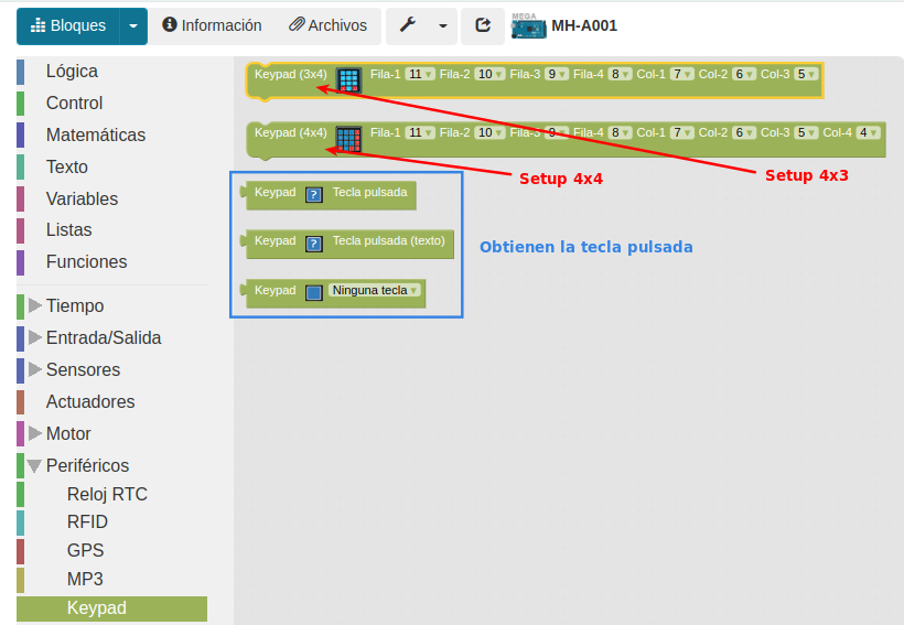 Bloques para keypad