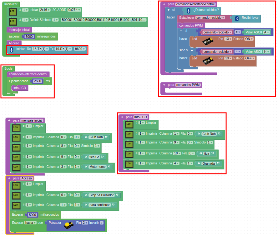 Programa con inicio comandos de control