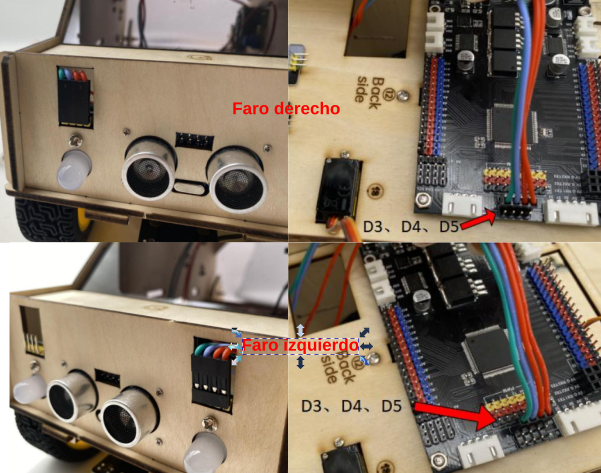 Detalle de conexión de los LEDS de 10mm