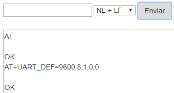 Comando AT para establecer velocidad a 9600 baudios