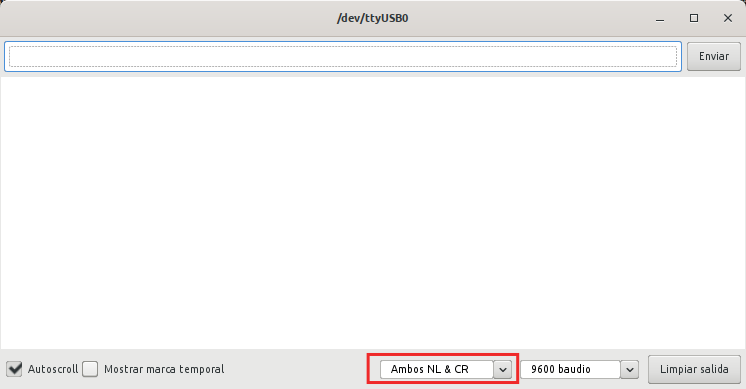 Configuración del monitor serie para HC05