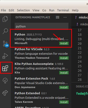 Instalación paquete Python