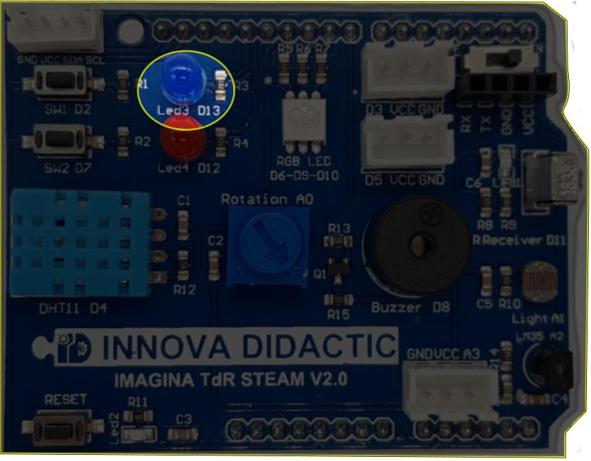 Diodo LED azul conectado a D13