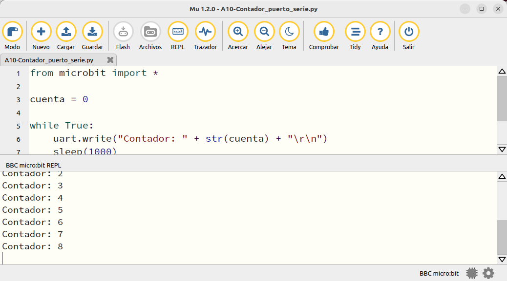 PERL en Mu para el programa contador en el puerto serie