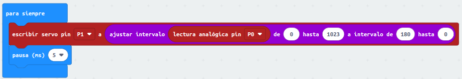 Control de servomotor por potenciómetro