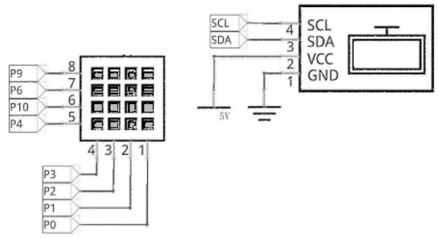 Esquema de montaje LCD1602 I2C + teclado 4x4