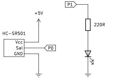 Esquema de montaje del sensor PIR HC-SR501