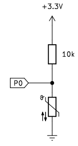 Esquema base de conexionado de un termistor NTC