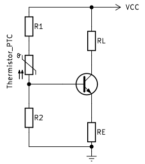 Esquema base de conexionado de un termistor PTC