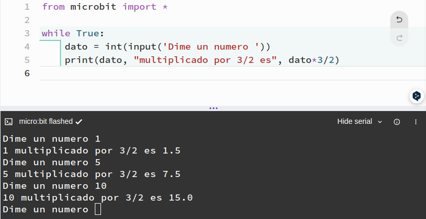 Ejemplo de cáculos con input() sin error