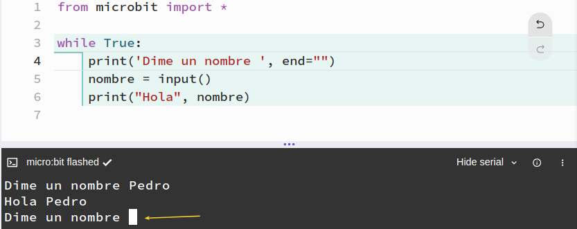 Ejemplo sencillo con input() sin salto de línea