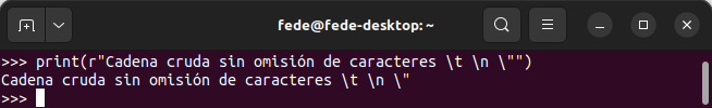 Cadena cruda en el IDLE