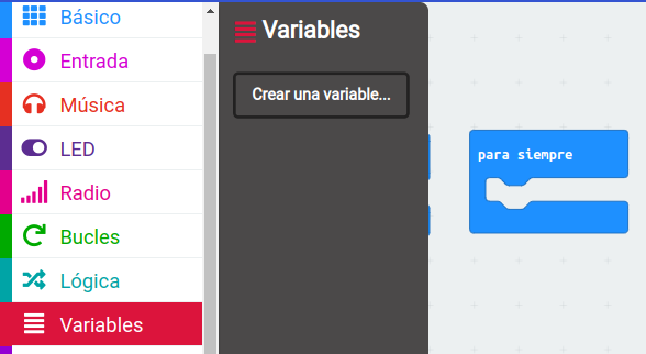 Variables en MakeCode