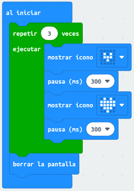 Ejemplo de uso del bloque repetir nn veces