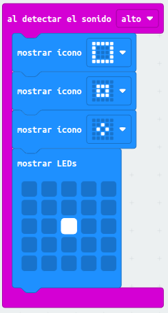 Ejemplo con bloque "al detectar sonido"