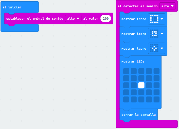 Ejemplo con bloque "nivel de sonido con umbral"