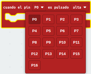 Pines para el bloque cuando el pin nn es pulsado