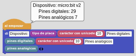 Ejemplo de uso de los bloques 'pines analógicos y pines digitales'