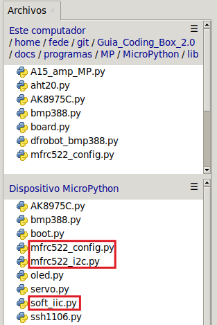 Subir librerias I2C y RFID