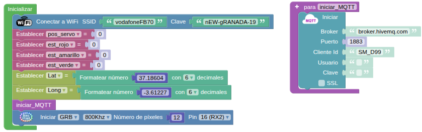 "Inicializar" y "MQTT Iniciar"