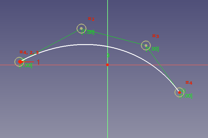 Boceto de curva con B-spline sobre plano XY