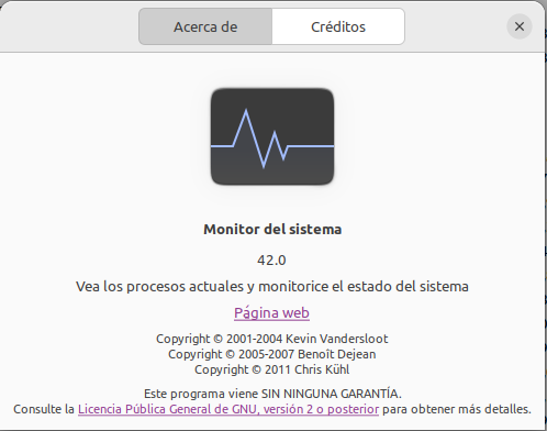 Monitor del sistema. Acerca de