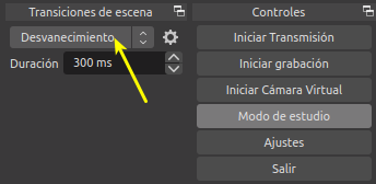 Acceso a tipos de transición de escena disponibles