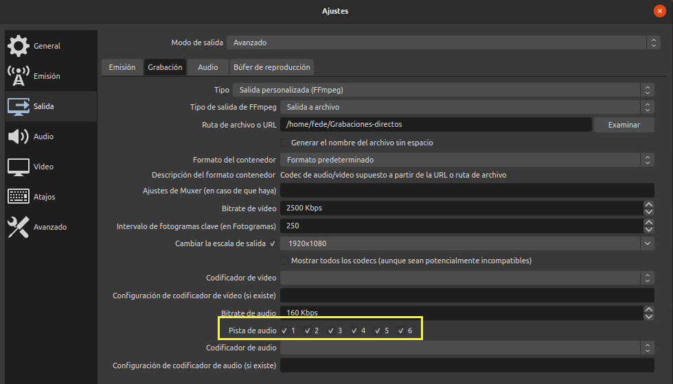 Pista de audio para grabación