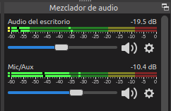 Mezclador de audio en OBS con auriculares con micrófono conectados