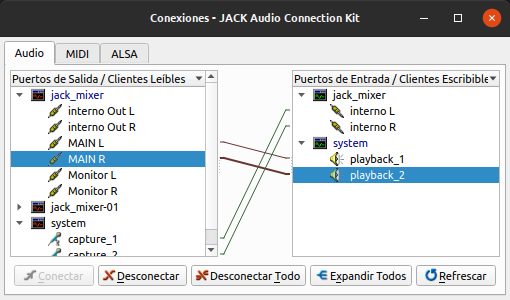 Conexiones QjackCtl