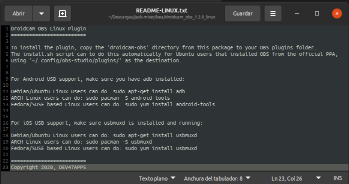 README-LINUX de DroidCam OBS