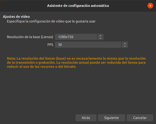 Asistente de configuración automática: Ajustes de video elegidos