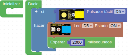 Programa pulsador táctil mas LED