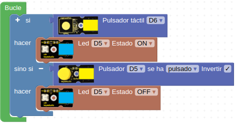 Programa con dos pulsadores mas LED