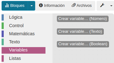 Menú variables