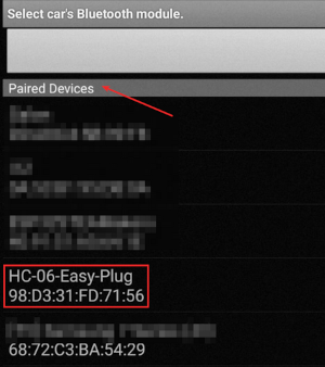 Dispositivos emparejados en car