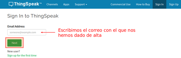 Acceso a Thingspeak