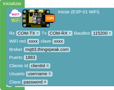 Bloque configuraciones en ArduinoBlocks