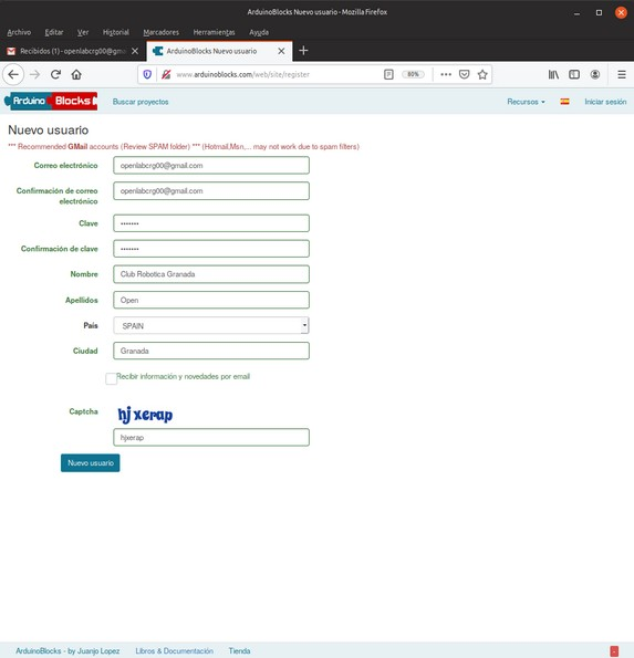 Datos para ArduinoBlocks
