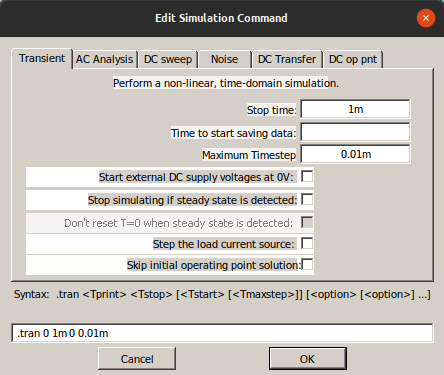 Configuración de los parámetros de simulación