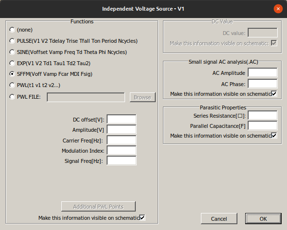 Opciones para fuente de frecuencia simple FM