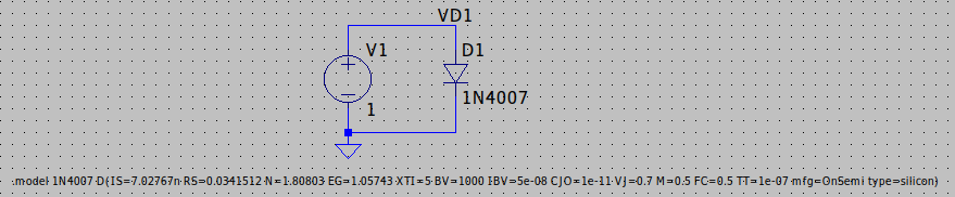 Modelo de diodo 1N4007 establecido
