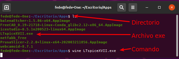 Localización y ejecución de LTSpice en Wine