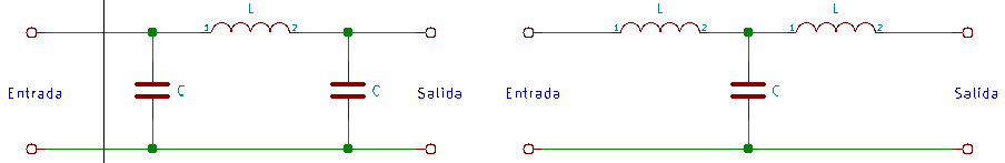 Esquemas de filtro en PI y en T