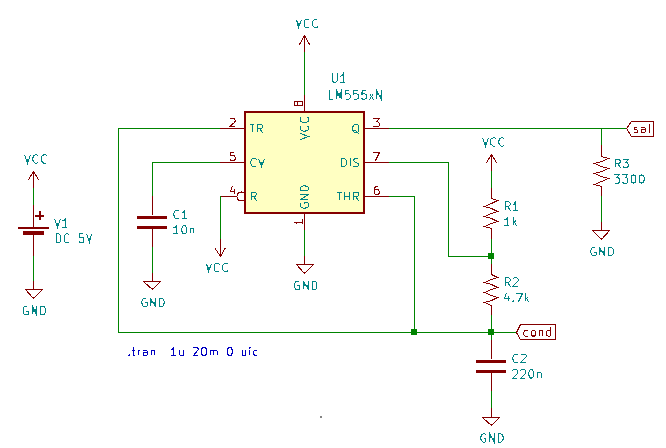 Circuito para modo astable