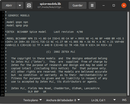 Archivo spice-models.lib personal