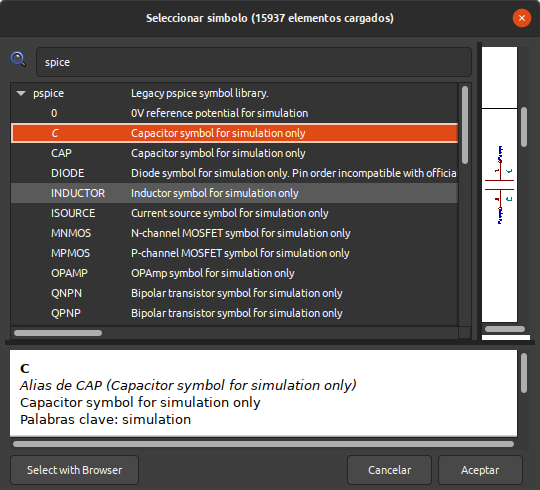 Componente: Condensador para simulación